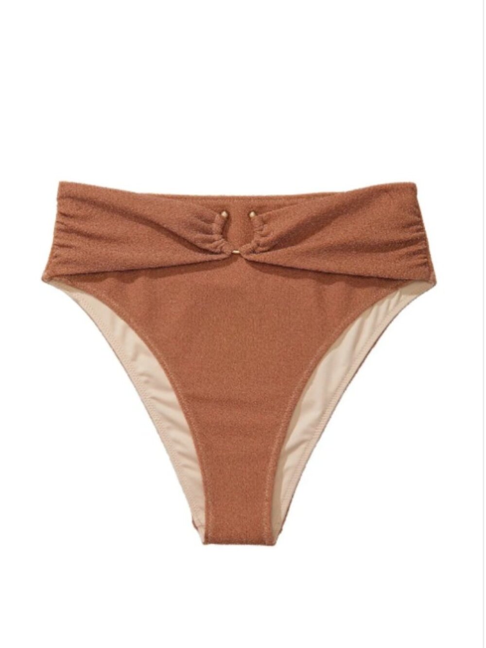 NWOT Victoria'sSecret ToastedSugarBrownShimmer HiWaistCheeky SwimBikini Bottom L